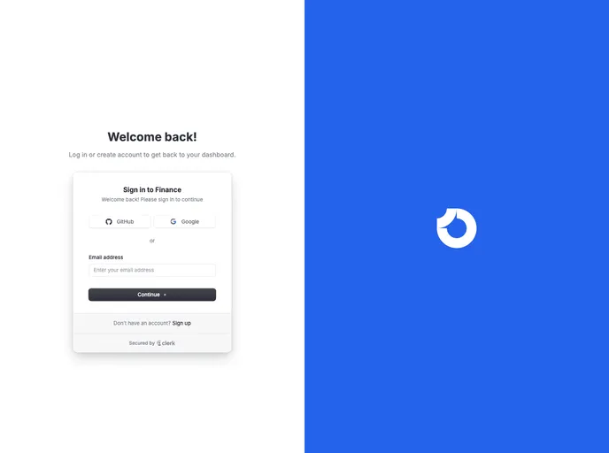 screenshot of Finance Dashboard