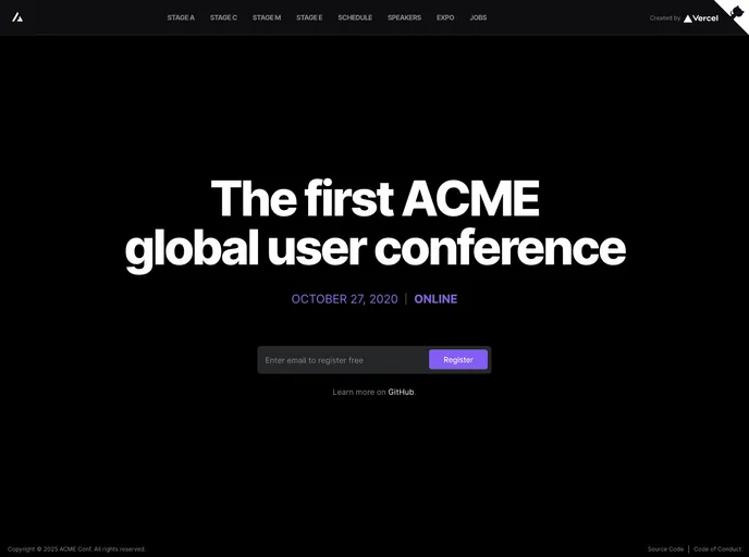 screenshot of Sanity Template Nextjs Event Starter