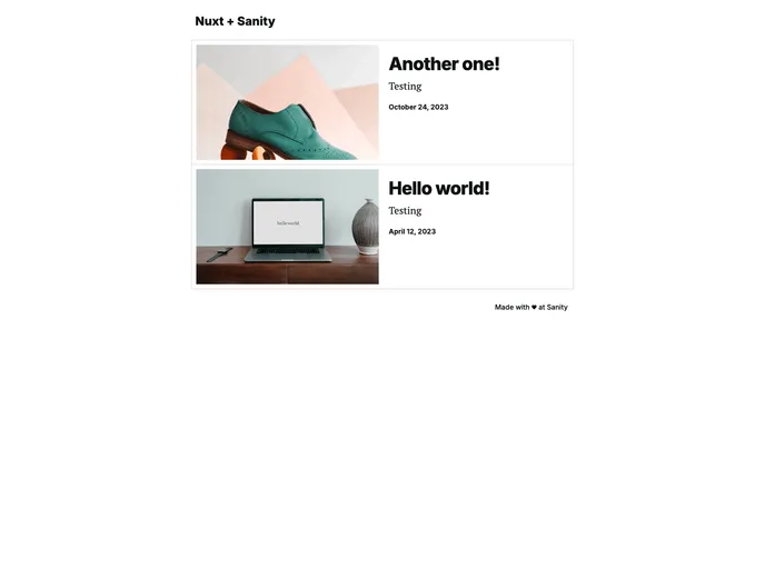 screenshot of Sanity Template Nuxt Clean
