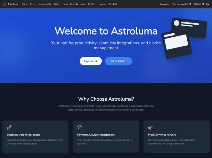 screenshot of Astroluma