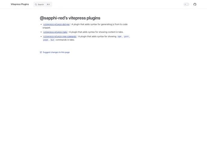 screenshot of Vitepress Plugins