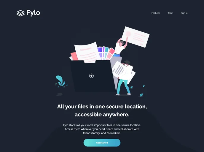 screenshot of Fylo Dark Theme Landing Page_frontend_project