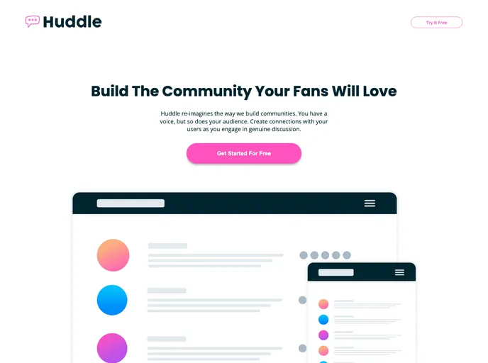 screenshot of Huddle Curved Section Landing Page_frontend_project