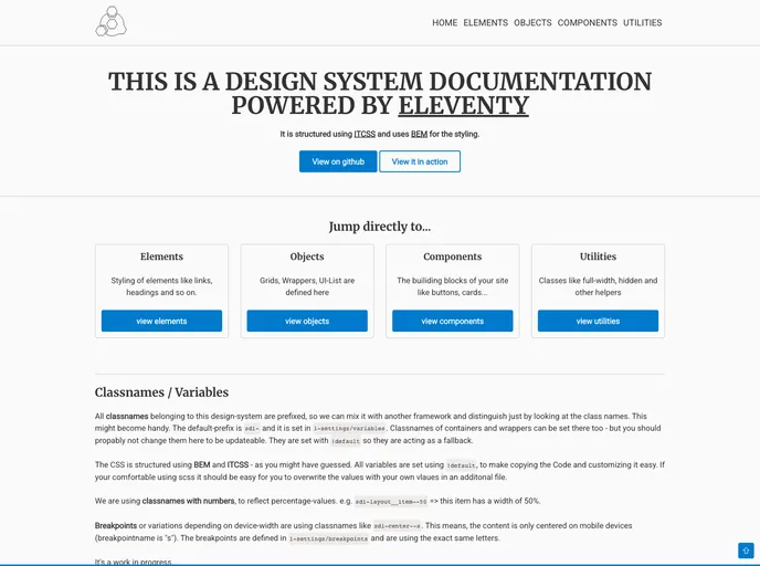 screenshot of Design System With 11ty