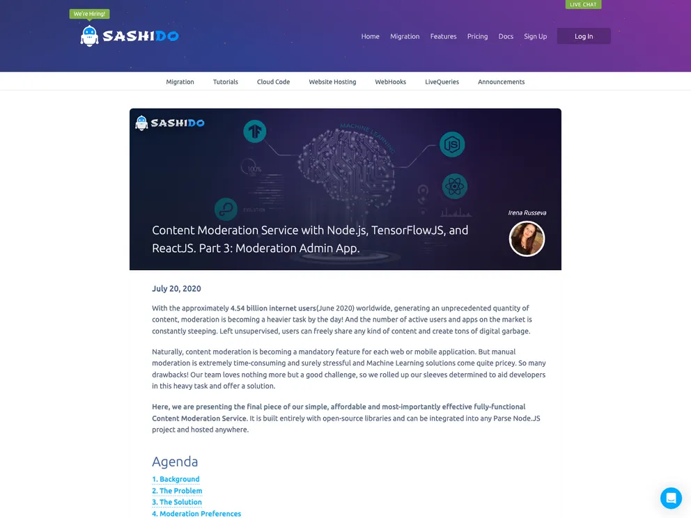 screenshot of Content Moderation Application
