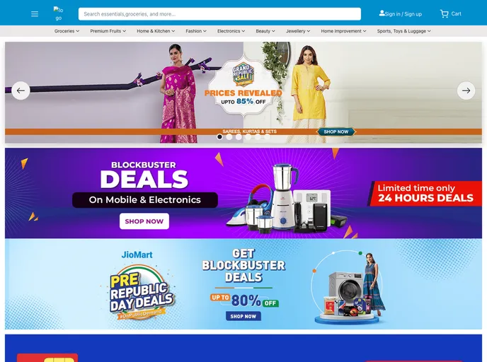 screenshot of Jio Mart Website Clone