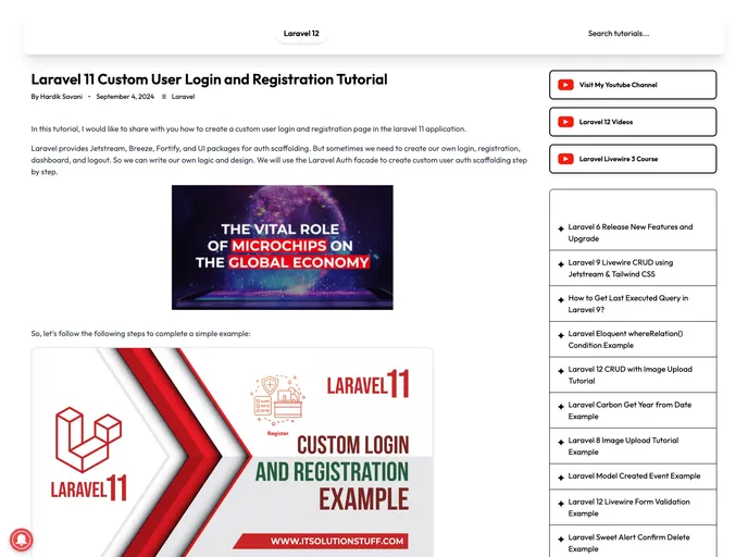 screenshot of Laravel 11 Custom User Login And Registration Tutorial