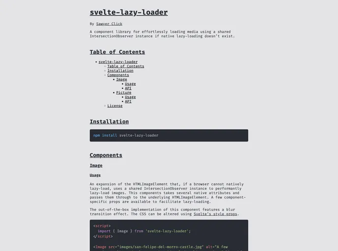screenshot of Svelte Lazy Loader