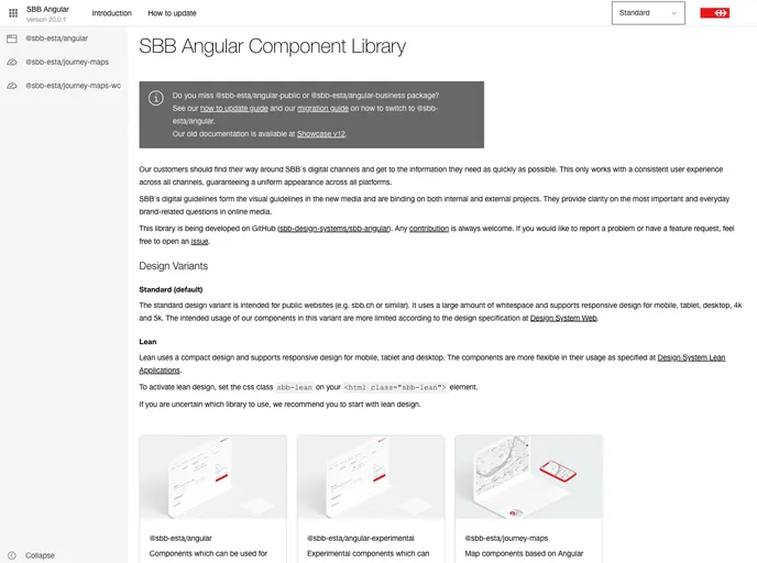 screenshot of Sbb Angular