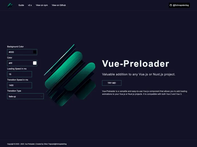screenshot of Vue Preloader