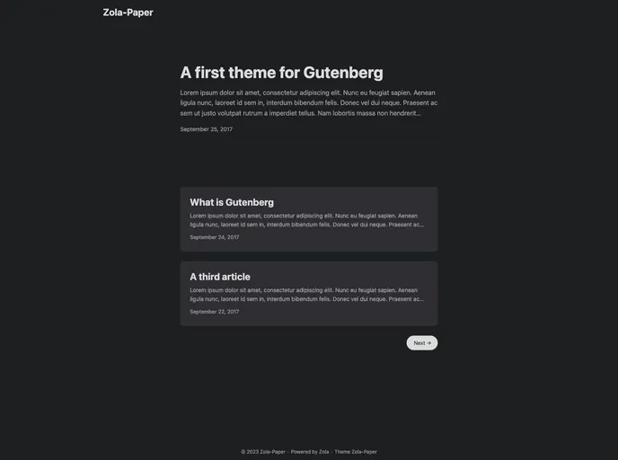 screenshot of Zola Paper