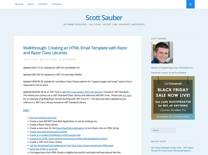 screenshot of RazorHtmlEmails