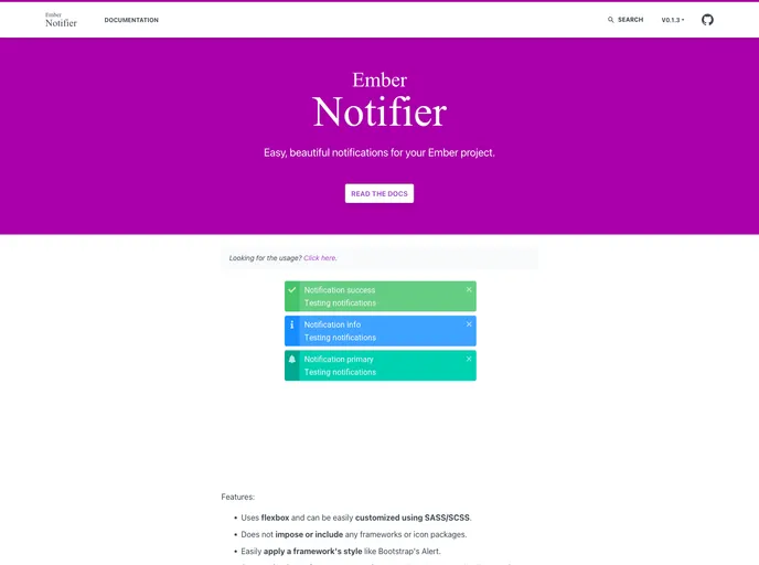 screenshot of Ember Notifier