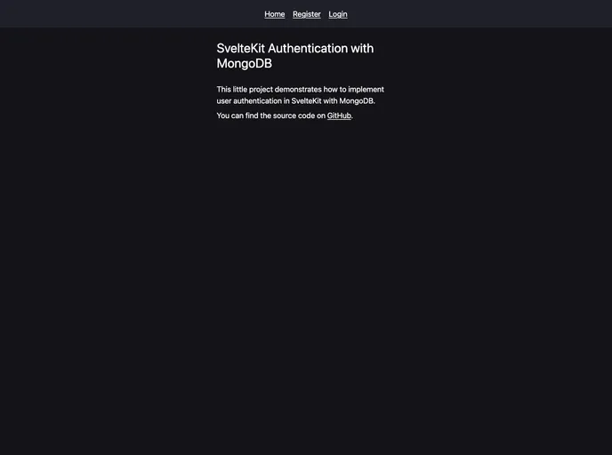 screenshot of Sveltekit Mongodb Auth