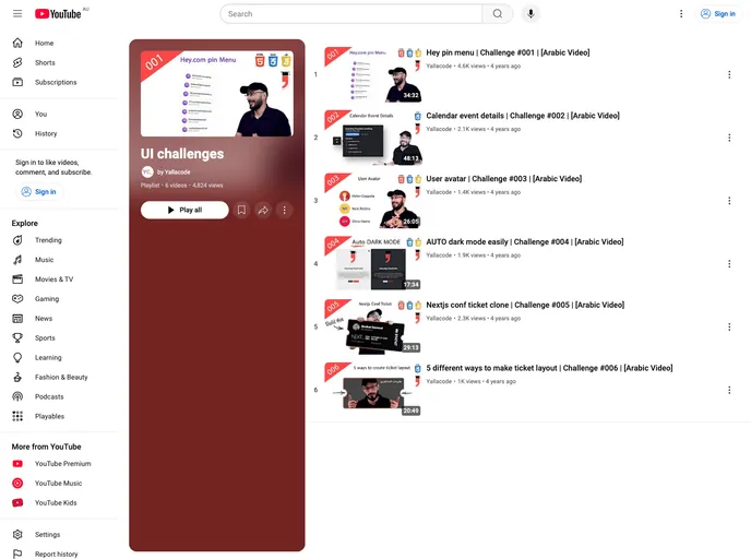 screenshot of UI Challenges
