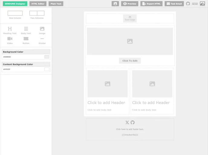 screenshot of Drag And Drop Email Designer