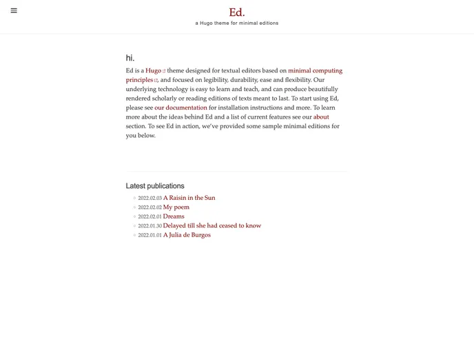 screenshot of Gohugo Theme Ed
