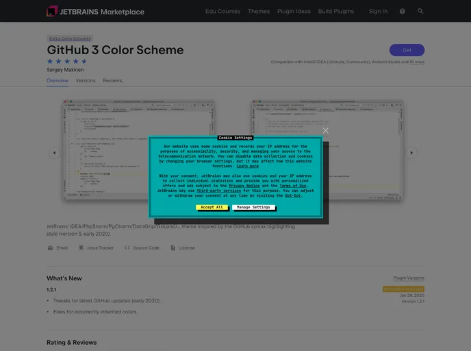 screenshot of Jetbrains Github Theme