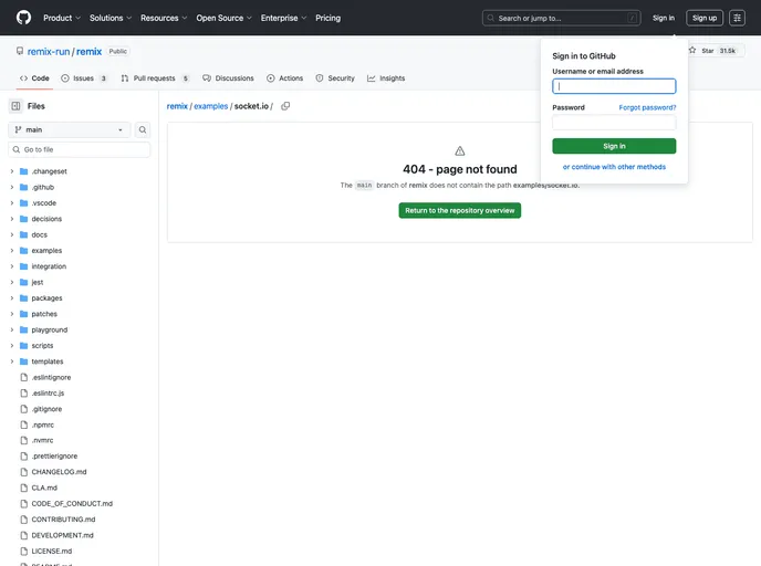 screenshot of Remix Socket.io