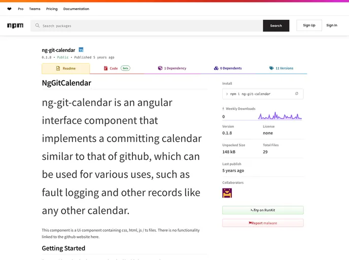 screenshot of Ng Git Calendar