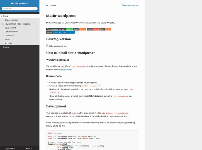 screenshot of Static Wordpress