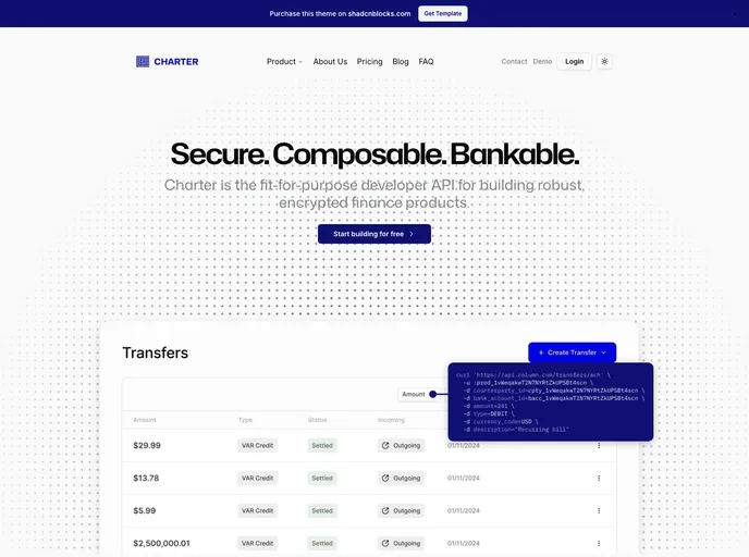 Charter - Astro shadcn/ui Template screenshot