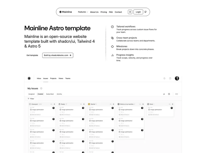 Mainline - Astro shadcn/ui Template screenshot