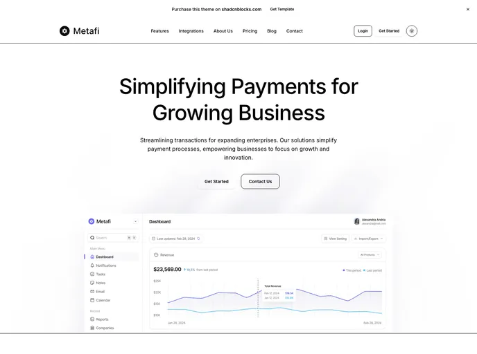 Metafi - Astro Template screenshot