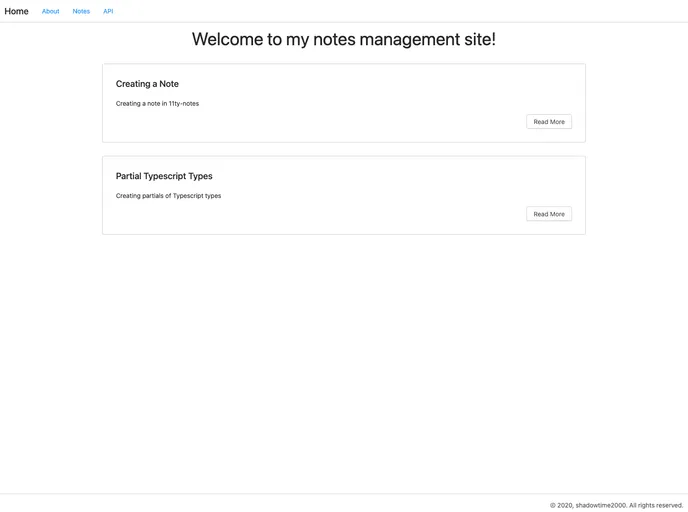 screenshot of 11ty Notes