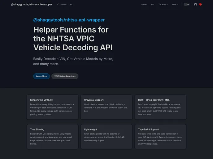 screenshot of Nhtsa Api Wrapper