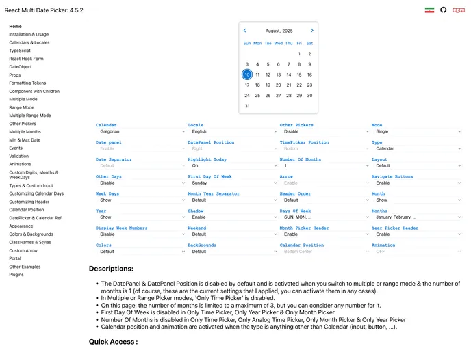 React Multi Date Picker