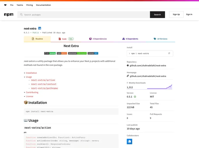 screenshot of Next Extra