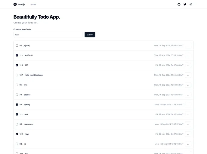 screenshot of Todo App With Server Action