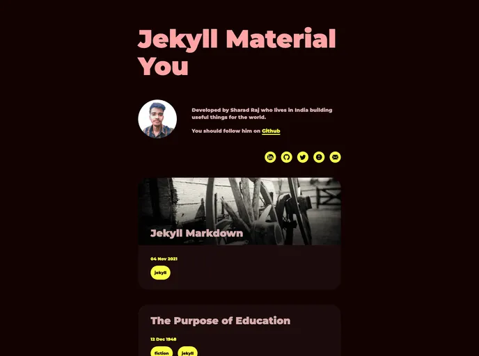 screenshot of Jekyll Theme Material You