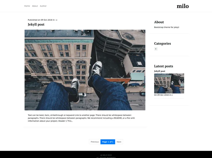 screenshot of Jekyll Theme Milo