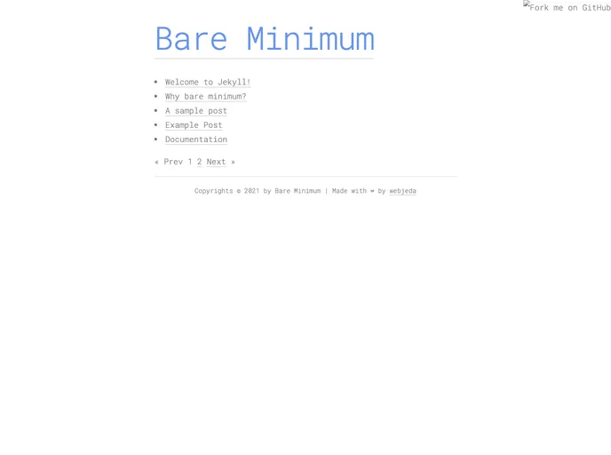 screenshot of Bare Minimum