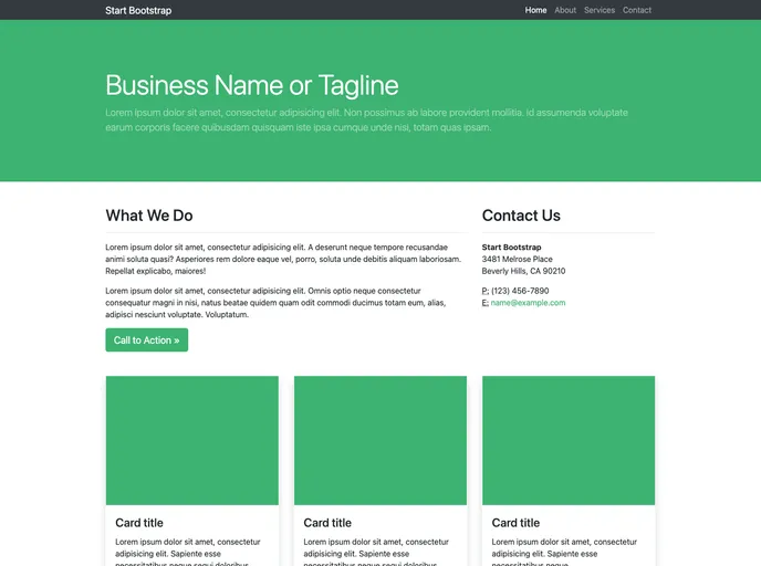 screenshot of Business Frontpage