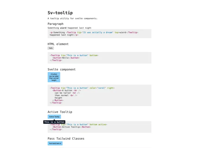 screenshot of Sv Tooltip
