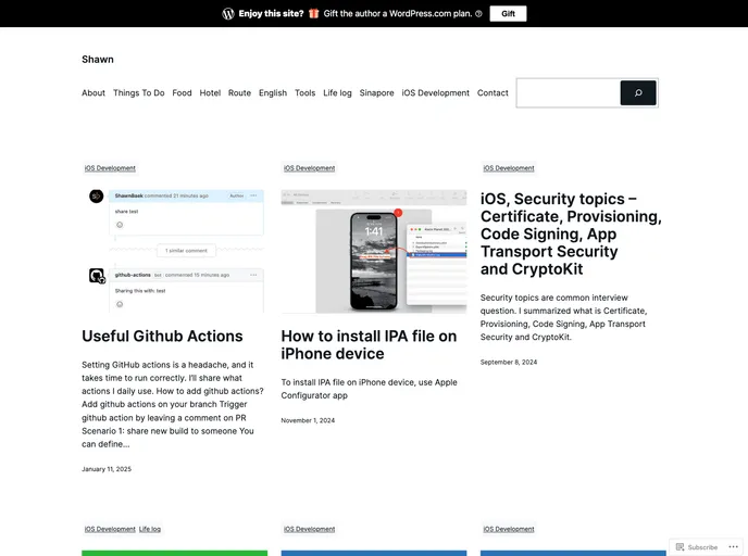 screenshot of Shawnbaek WPTheme