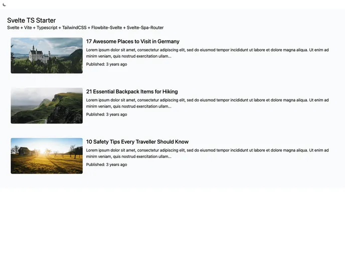 screenshot of Svelte Ts Starter