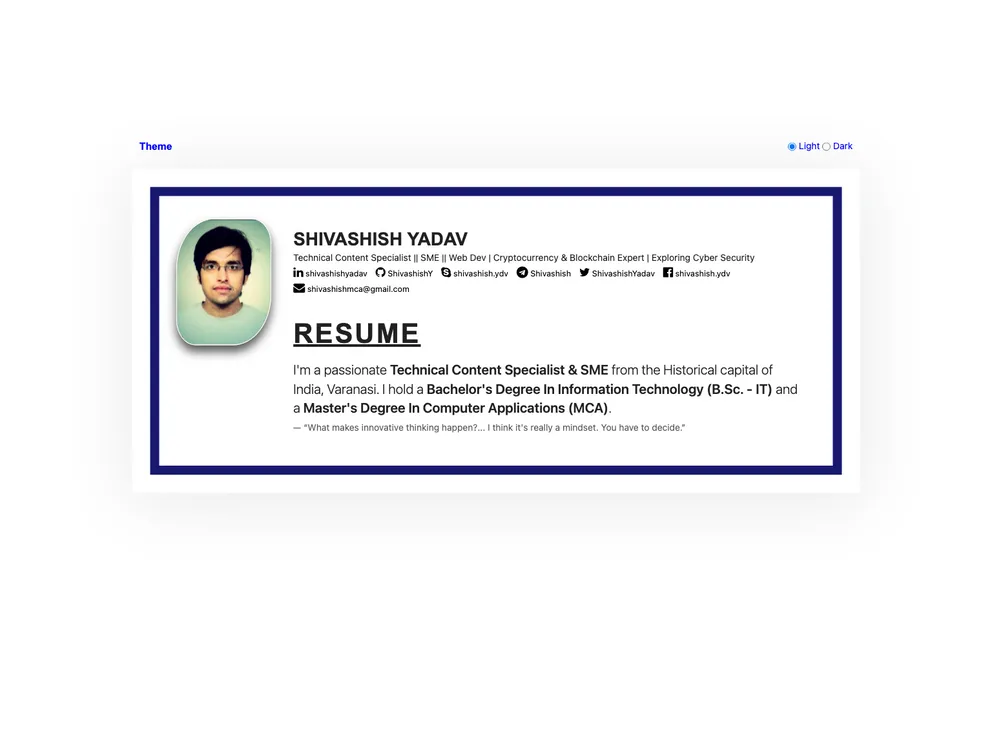 screenshot of ShivashishY.github.io