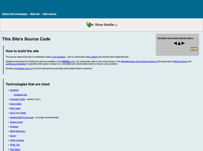 screenshot of Shlomi Fish Homepage