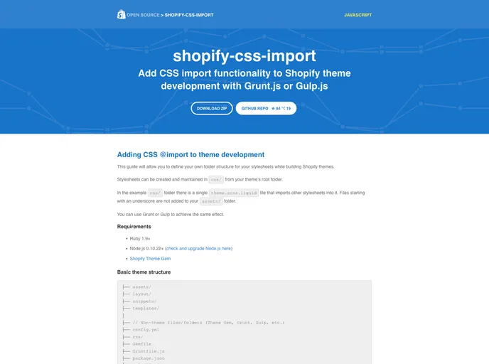 screenshot of Shopify Css Import