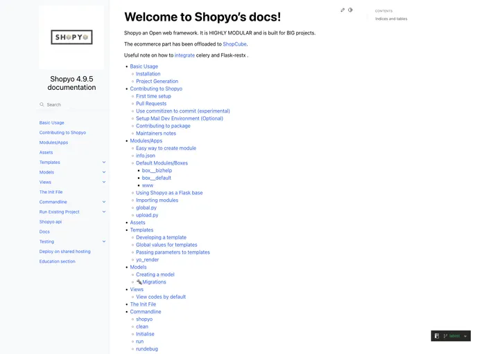 screenshot of Shopyo