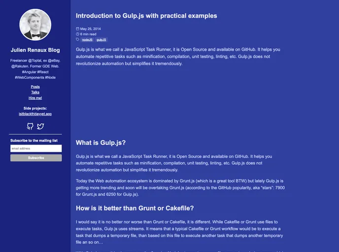 screenshot of Gulp Examples