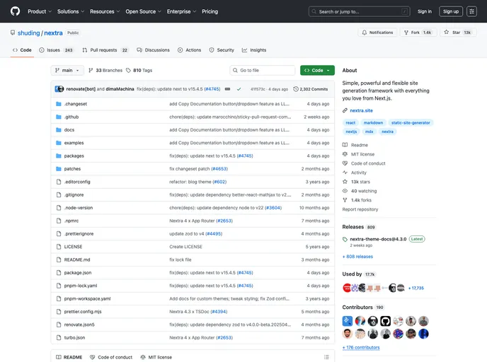 screenshot of Nextra Theme Docs