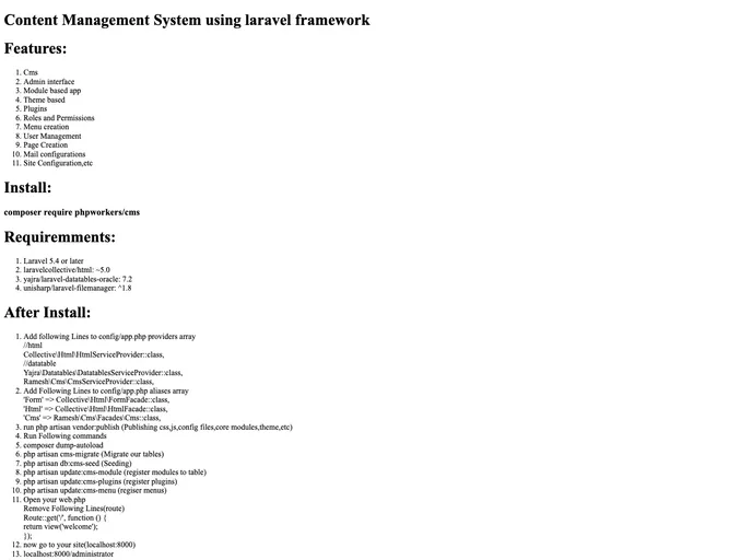 screenshot of Laravel Admin