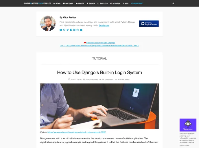 screenshot of Simple Django Login