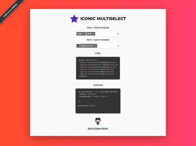 screenshot of Iconic Multiselect