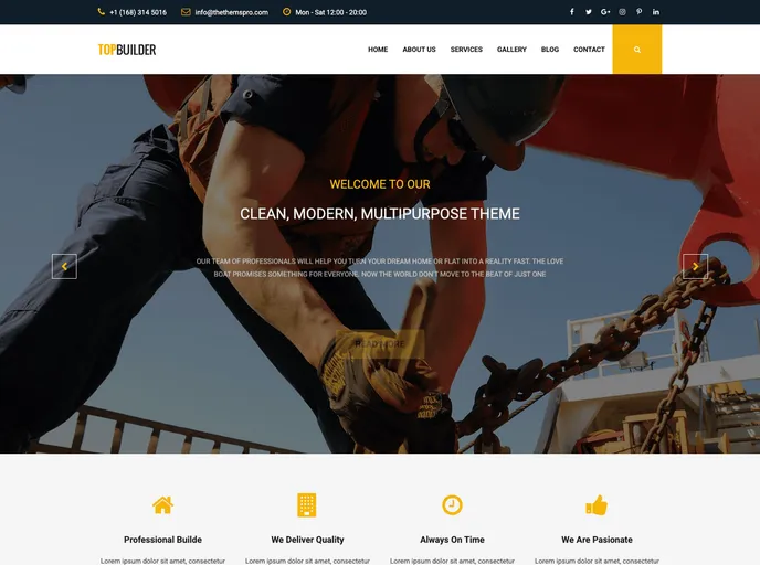 screenshot of Html Topbuilder Construction Templte
